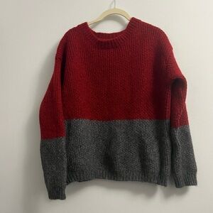 Hatch Maternity Baby Alpaca Colorblock Sweater - Red Grey